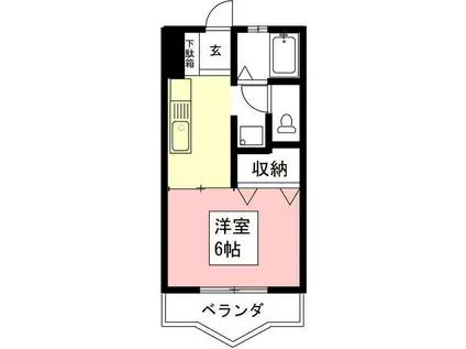 パインリーフ北郷(1K/1階)の間取り写真