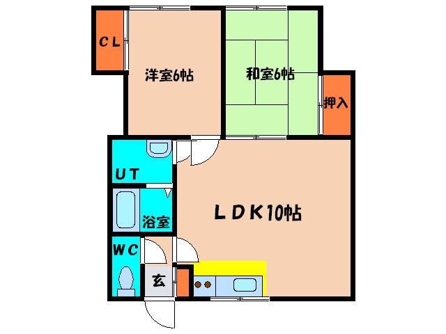 コーポアサヒⅠ(2LDK/2階)の間取り写真