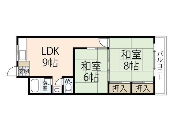 下脇ビル(2LDK/3階)の間取り写真