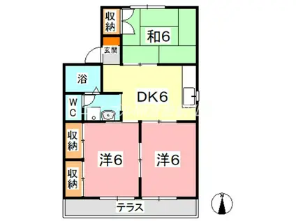 プラザ東総社B棟(3DK/1階)の間取り写真