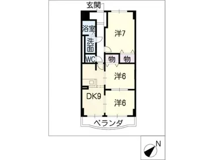 グランヴェール(3DK/3階)の間取り写真