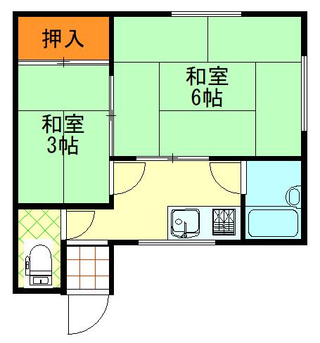 白玉マンション(2K/3階)の間取り写真