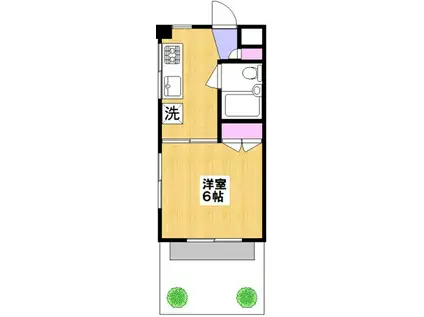 多摩パークサイドマンション(1K/1階)の間取り写真
