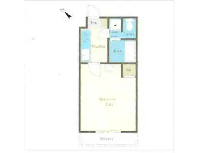 カーサ グラティス(1K/4階)の間取り写真