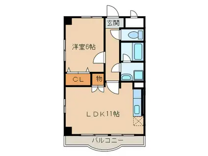 レジーナ鳥居松(1LDK/1階)の間取り写真