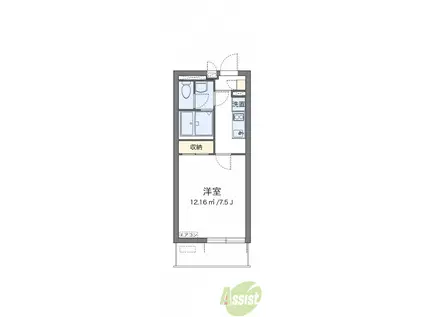 クレイノ浪華VI(1K/1階)の間取り写真