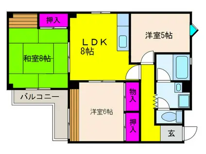カサボニータ樽井(3LDK/3階)の間取り写真