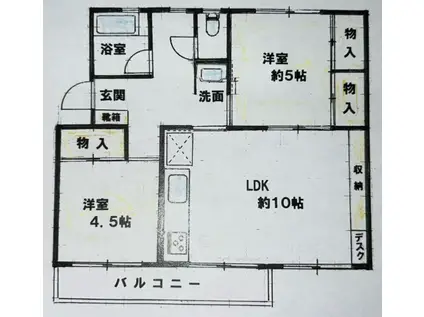 黒須団地(2LDK/2階)の間取り写真