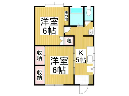 平林中洲アパート(2K/2階)の間取り写真