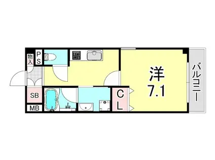 アウローラ武庫之荘II(1K/1階)の間取り写真