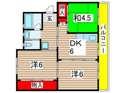 ビレッジハウス 検見川 11号棟(3DK/2階)の間取り写真
