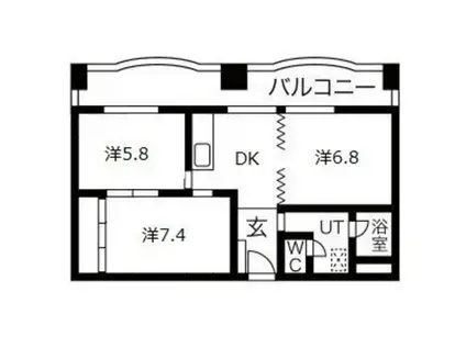 新大阪第1ハイツビル(3DK/4階)の間取り写真