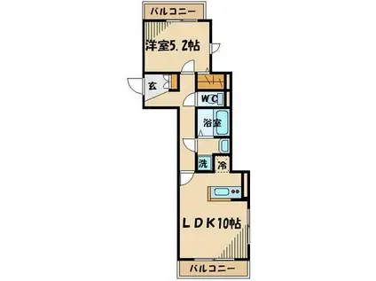 パルコート芦花2(1LDK/3階)の間取り写真