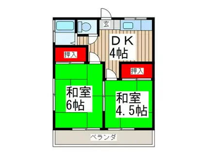 コーポミナミ(2DK/2階)の間取り写真