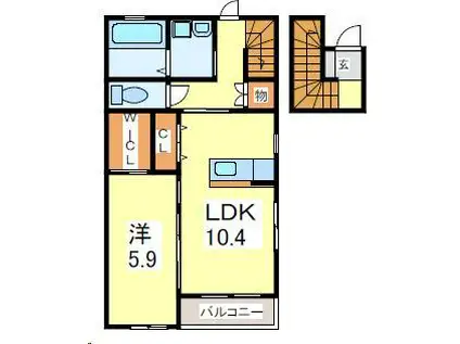 CASA DI さくら(1LDK/2階)の間取り写真