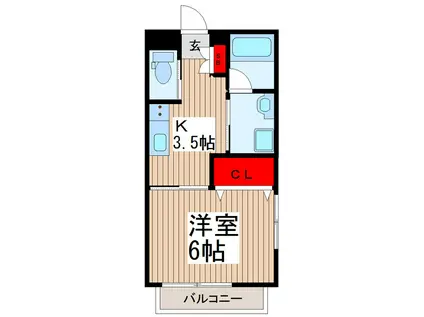 ＪＲ武蔵野線 新座駅 徒歩10分 2階建 築7年(1K/2階)の間取り写真