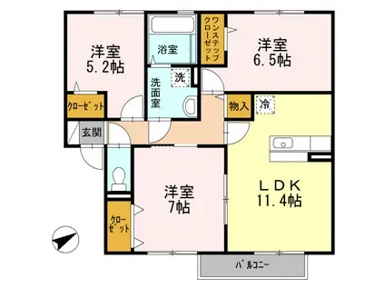 オーハマヴィラ(3LDK/2階)の間取り写真