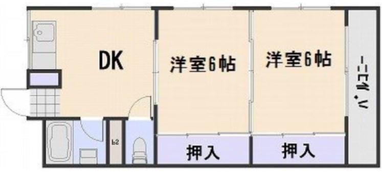 川崎ビル(2DK/3階)の間取り写真