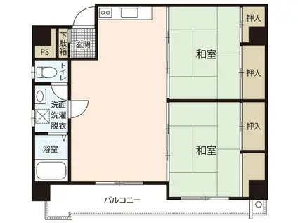 NIKKEI 南竹屋I(2LDK/4階)の間取り写真