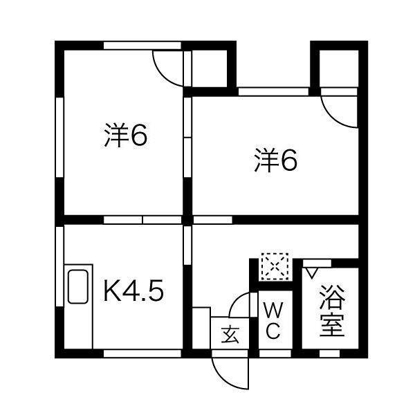 ハイツ山本(2DK/2階)の間取り写真