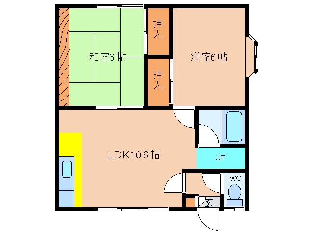 イトウハイツ5(2LDK/2階)の間取り写真