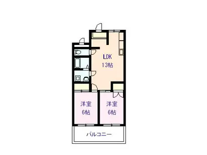 サンスカイ小山(2LDK/1階)の間取り写真