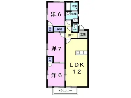 ロイヤルパレス村松IIA(3LDK/2階)の間取り写真