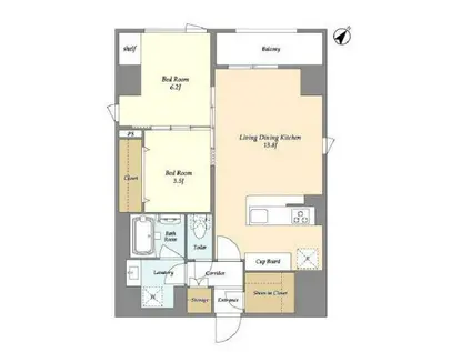 STANDZ勝どき(2LDK/3階)の間取り写真