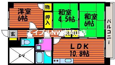 ネクスト倉田 東館(3LDK/7階)の間取り写真