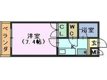 シティライフ覚王山(1K/2階)の間取り写真