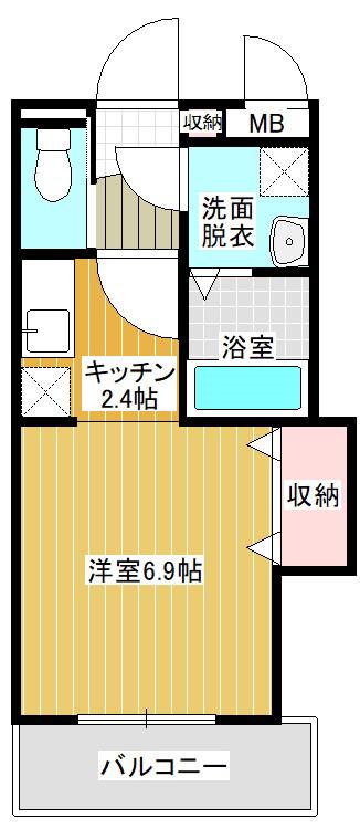 セレブレイト鹿嶋(ワンルーム/2階)の間取り写真