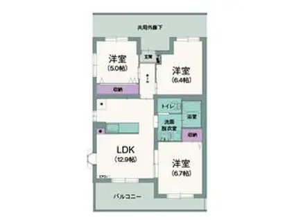 エクセルシオール(3LDK/2階)の間取り写真