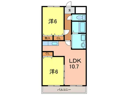 ＪＲ東海道本線 三河安城駅 徒歩56分 3階建 築23年(2LDK/1階)の間取り写真