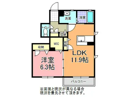 クレアージュ D(1LDK/1階)の間取り写真