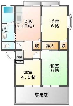サンビレッジ西深津A(3DK/1階)の間取り写真