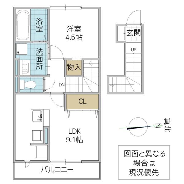 PALACIO A(1LDK/2階)の間取り写真