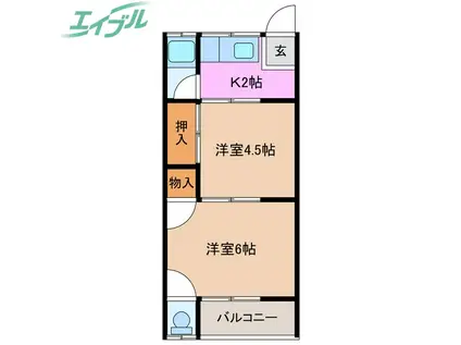 クラリティいせ(2K/2階)の間取り写真