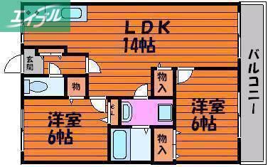 ピュアライフ津高(2LDK/2階)の間取り写真
