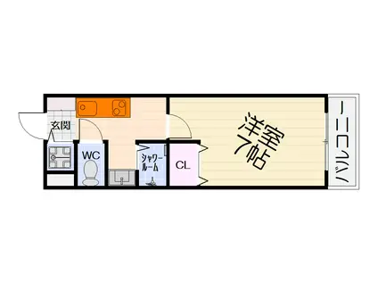 ディアフォーレスト(1K/4階)の間取り写真