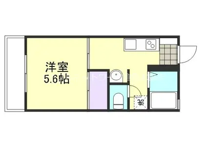 ドミール西口A棟(1K/2階)の間取り写真