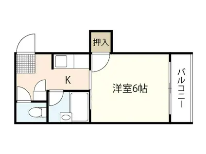 ウエストテイル南観音(1K/4階)の間取り写真
