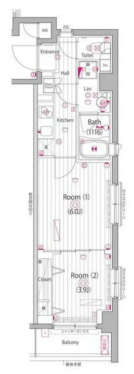 ガーラ・ヒルズ新宿 1階階 間取り