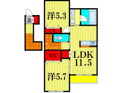 HEBEL MAISON・α(2LDK/2階)の間取り写真