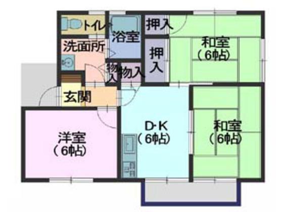 メゾンT(3DK/2階)の間取り写真