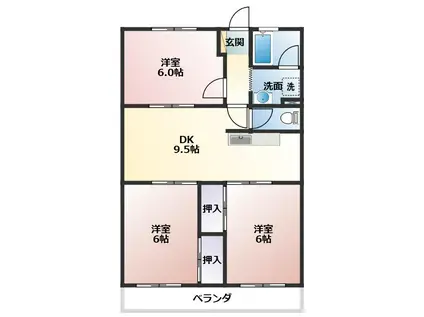 パークサイドハイムI(2LDK/2階)の間取り写真