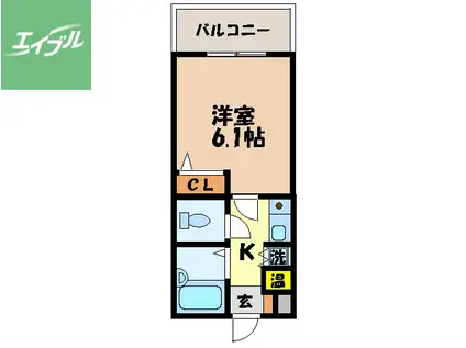 グランピアマンション長崎(1K/2階)の間取り写真