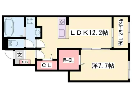メゾンドアポロン(1LDK/1階)の間取り写真