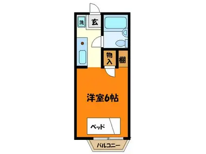 上野原ビューハイツ(1K/2階)の間取り写真