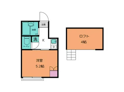 桜コーポ(1K/2階)の間取り写真
