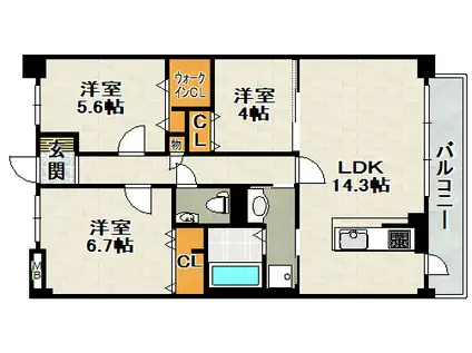 CASA FIORE カーサ・フィオーレ(3LDK/4階)の間取り写真